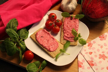 Beetroot cream with feta cheese